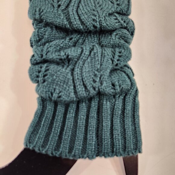 Vintage Acrylic Leg Warmers Dark Teal w/ Lace & Button Detail NEW 80s Slouchy - Picture 2 of 9